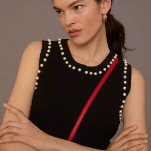 By Anthropologie Pearl-Trim Cropped Sweater Tank in Size L. NWOT.
